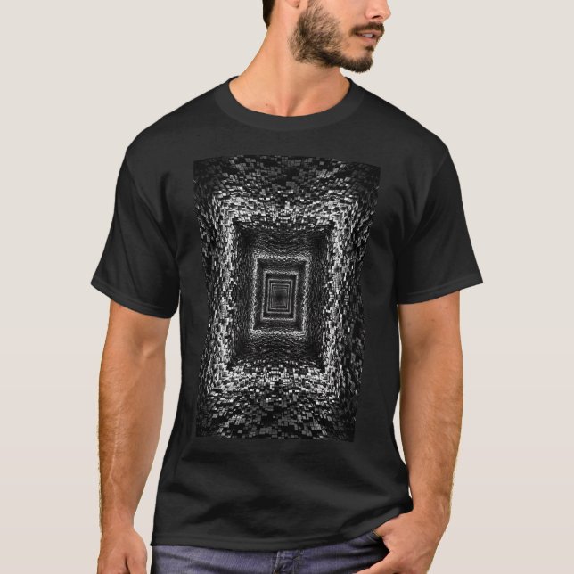 Infinite Depth - Black White Cube Tunnel T-Shirt (Front)