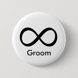 Infinite groom 6 cm round badge