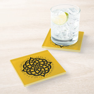 Infinite Harmony: Sacred Mandala Celtic Symbol Art Glass Coaster