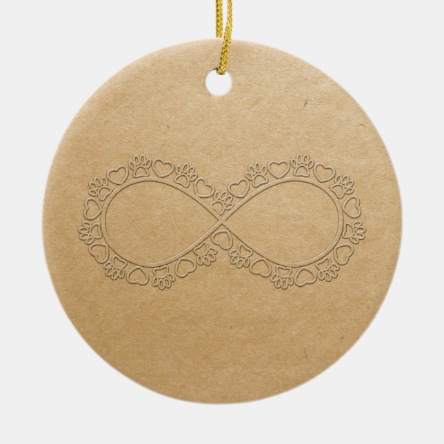 Infinite Love Dog Paw Print Ceramic Ornament (Front)