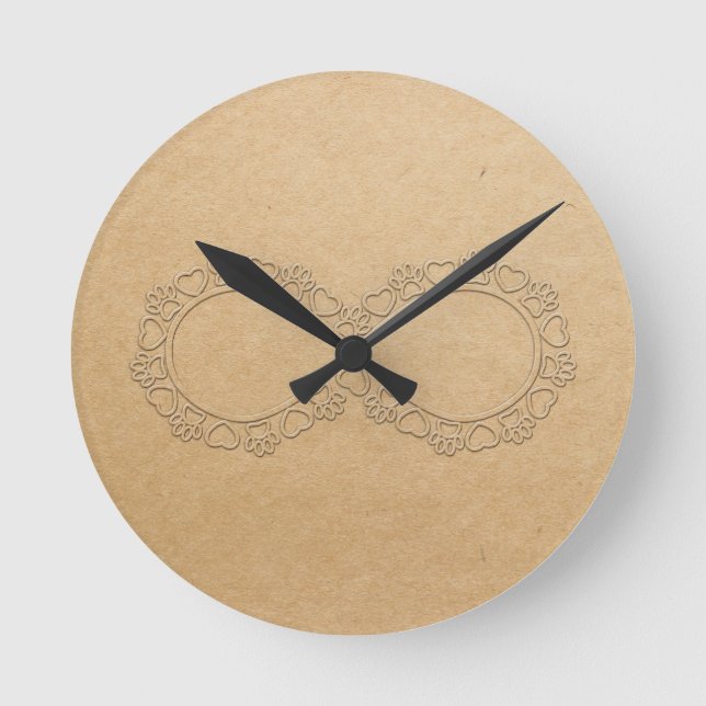 Infinite Love Dog Paw Print Round Clock (Front)