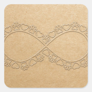 Infinite Love Dog Paw Print Square Sticker