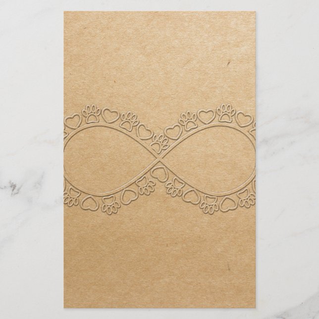 Infinite Love Dog Paw Print Stationery (Front)