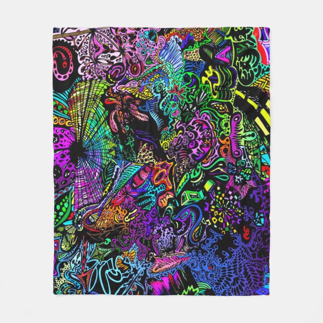 Infinite Psychedelic Rainbow Dimensions Poster Art Fleece Blanket (Front)