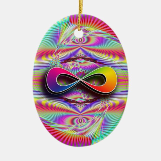 Infinite rainbow (add Words) Ceramic Ornament (Front)