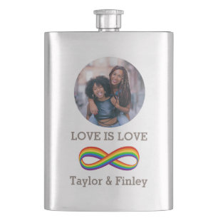      Infinite Rainbow Love Symbol Custom Gay Pride Hip Flask