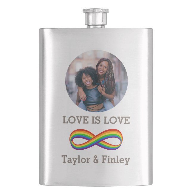      Infinite Rainbow Love Symbol Custom Gay Pride Hip Flask (Front)