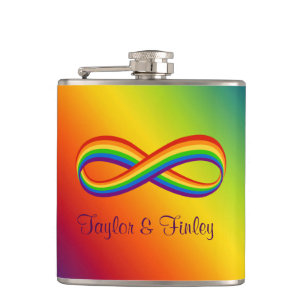      Infinite Rainbow Love Symbol Custom Gay Pride Hip Flask