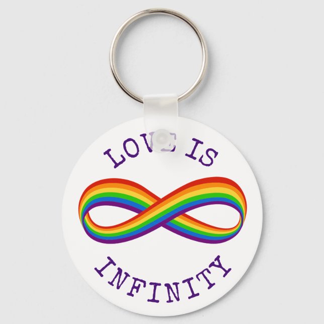 Infinite Rainbow Love Symbol Custom Gay Pride Key Ring (Front)