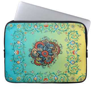 Infinite Splendour – Green Mehndi Floral Design Laptop Sleeve