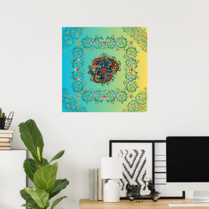 Infinite Splendour, Mehndi Green Floral Art Poster