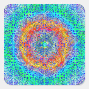 infinite sunrise psychedelic design square sticker