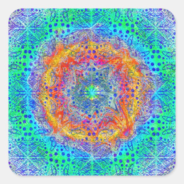 infinite sunrise psychedelic design square sticker (Front)