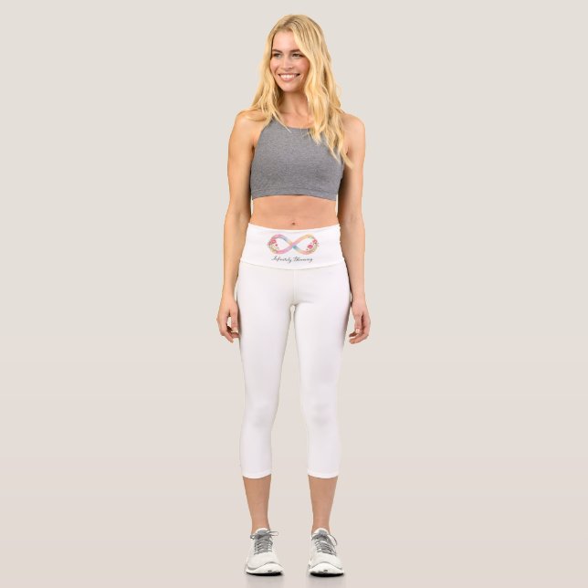 Infinitely Blooming – Pastel Infinity Symbol Capri Leggings (Front)