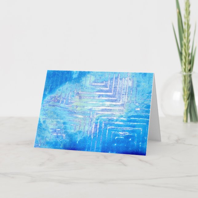 Infinitely Blue Squared Blank Greeting Card (Front)