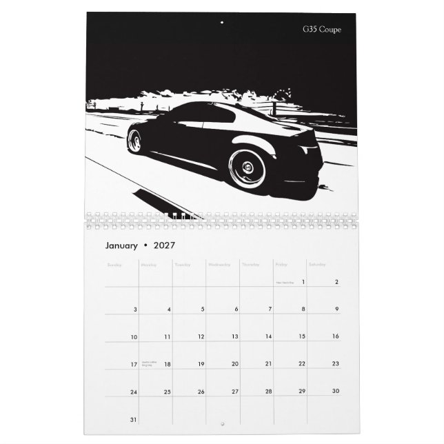 Infiniti & Nissan custom car Calendar 2012 (Jan 2027)