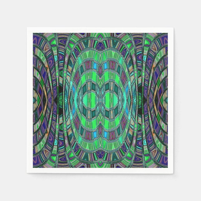 Infinity Arch - Acid Green & Deep Blue Napkin (Front)