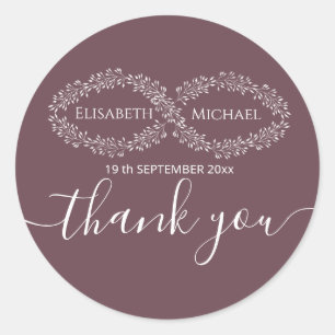 Infinity burgundy botanical romantic elegant classic round sticker