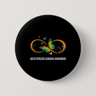 Infinity Butterfly Acute Myeloid Leukaemia Awarene 6 Cm Round Badge