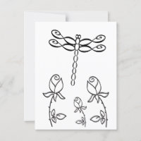 Infinity Dragonfly with Roses Black and White