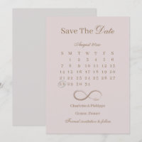 Infinity Dusty Pink Calendar Save The Date Wedding