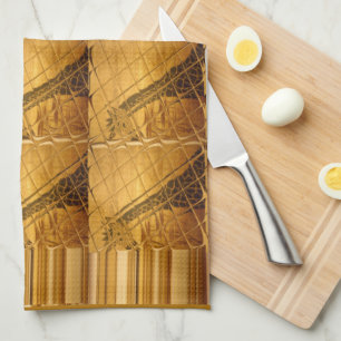 Infinity Golden Giraffe Animal Motif Art Print Tea Towel