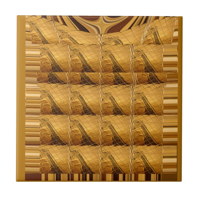Infinity Golden Giraffe Animal Motif Art Print Tile (Front)