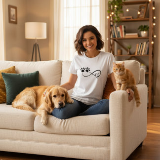 Infinity Heart and Paw Prints Tee Shirt