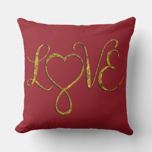 Infinity Heart Lemniscate - LOVE gold Outdoor Cushion