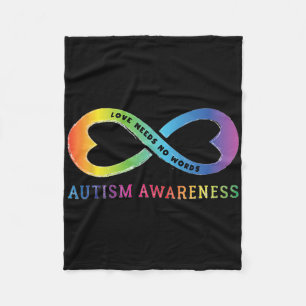 Infinity Heart Love Autism Awareness Needs No Word Fleece Blanket