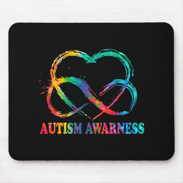 Infinity Heart Love Autism Awareness Needs No Word Mouse Pad (Front)