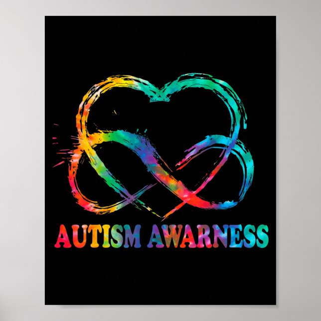 Infinity Heart Love Autism Awareness Needs No Word Poster (Front)