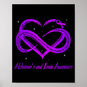 Infinity Heart Purple Ribbon Alzheimers and Brain Poster