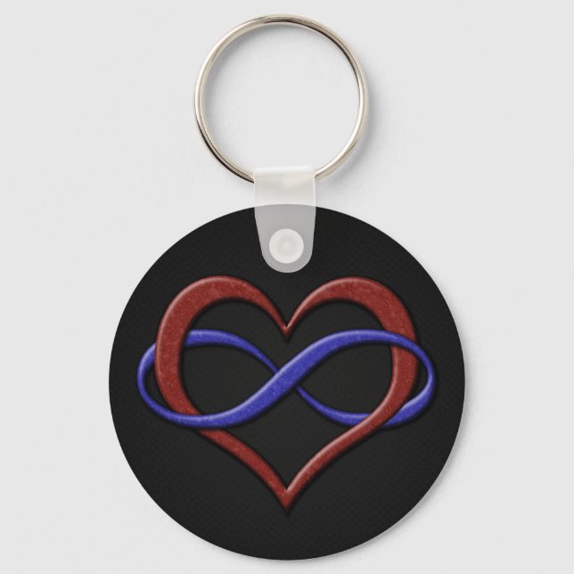 Infinity Heart Symbol Polyamory Pride Flag Colors Key Ring (Front)