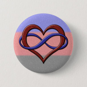 Infinity Heart Symbol Polyamory Pride Flag Colours 6 Cm Round Badge