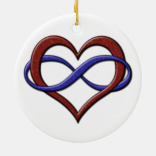 Infinity Heart Symbol Polyamory Pride Flag Colours Ceramic Ornament