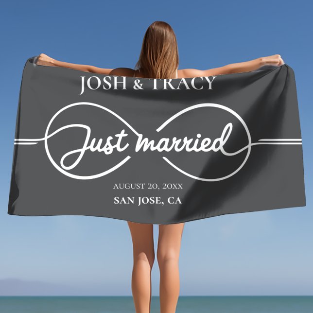 Infinity Just Married, Mr & Mrs, Honeymoon, Names Beach Towel (Creator Uploaded)