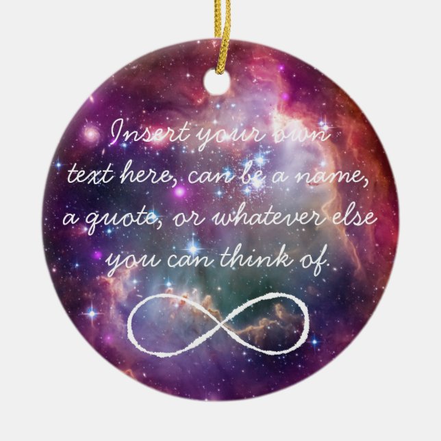 Infinity loop and galaxy space hipster background ceramic tree decoration (Front)
