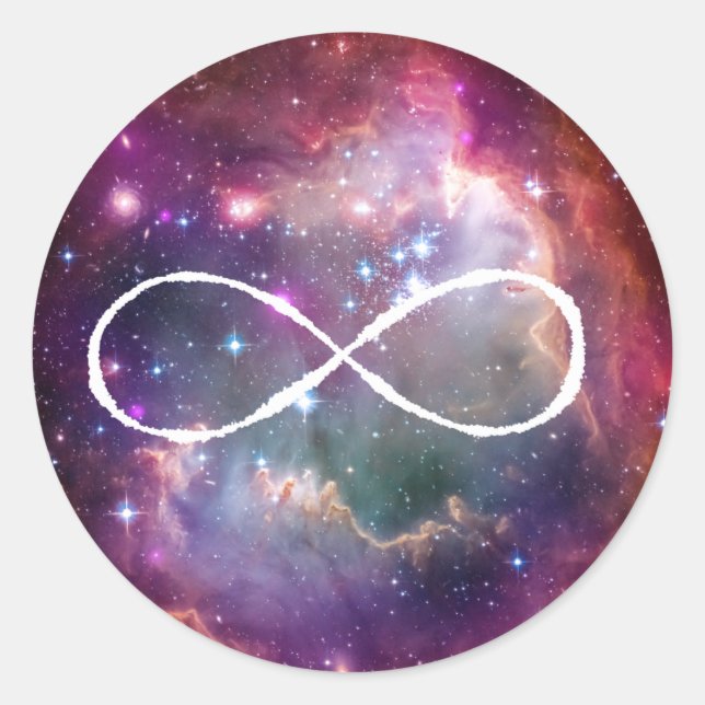 Infinity loop and galaxy space hipster background classic round sticker (Front)