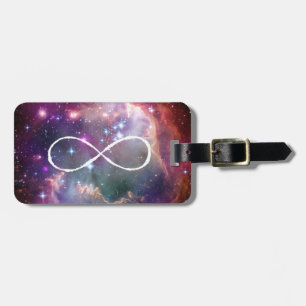Infinity loop and galaxy space hipster background luggage tag