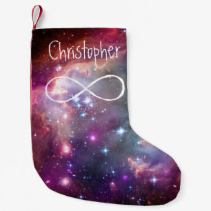 Infinity loop and galaxy space hipster background small christmas stocking