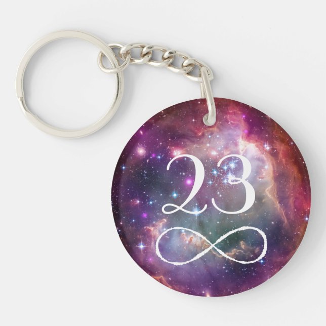 Infinity loop and galaxy space hipster monogram key ring (Front)