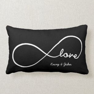 Infinity Love - black and white Lumbar Cushion
