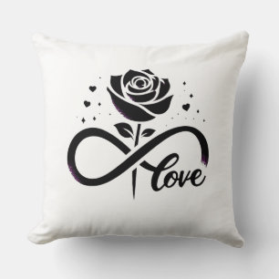 Infinity Love Black Rose - Eternal Romantic Love D Cushion