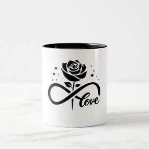Infinity Love Black Rose - Eternal Romantic Love D Two-Tone Coffee Mug