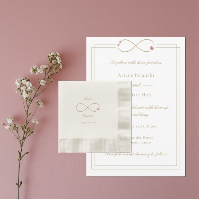 Infinity Love Double Happiness Chinese Wedding  Napkin (Creator Uploaded)