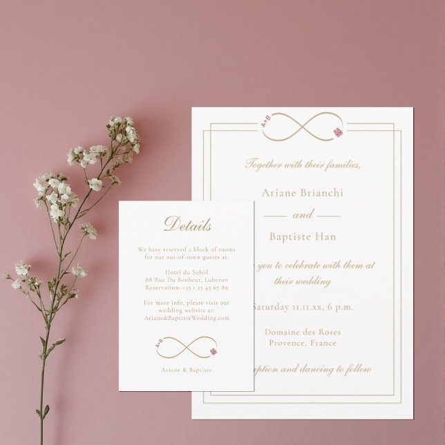 Infinity Love Double Happiness Wedding Detail Info Enclosure Card (Creator Uploaded)