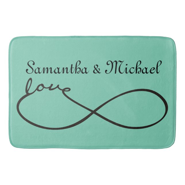 Infinity Love Lemniscate black + your backgr. Bath Mat (Front)