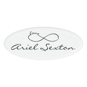 Infinity Love Lemniscate black + your backgr. Name Tag