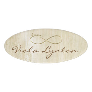 Infinity Love Lemniscate gold + your backgr. Name Tag